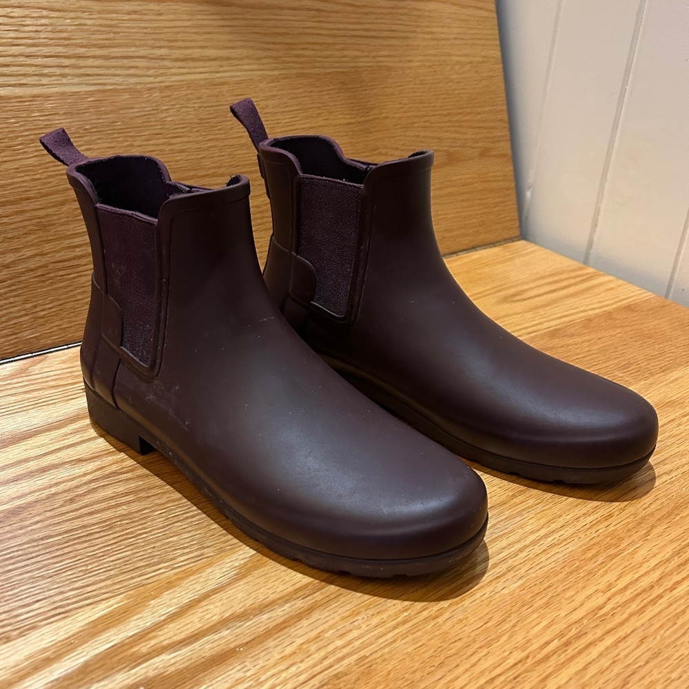 Hunter Plum Ankle Boots